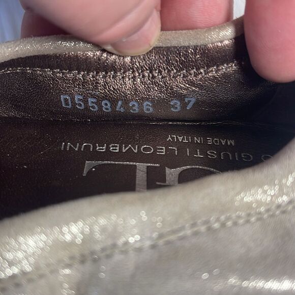 Attilio Giusti Leombruni AGL Cream Shimmer Cap Toe Ballet Flat Sz 37/US 7 - Picture 5 of 7